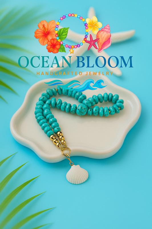 Turquoise Shell Charm Bracelet – Coastal Chic by Ocean Bloom